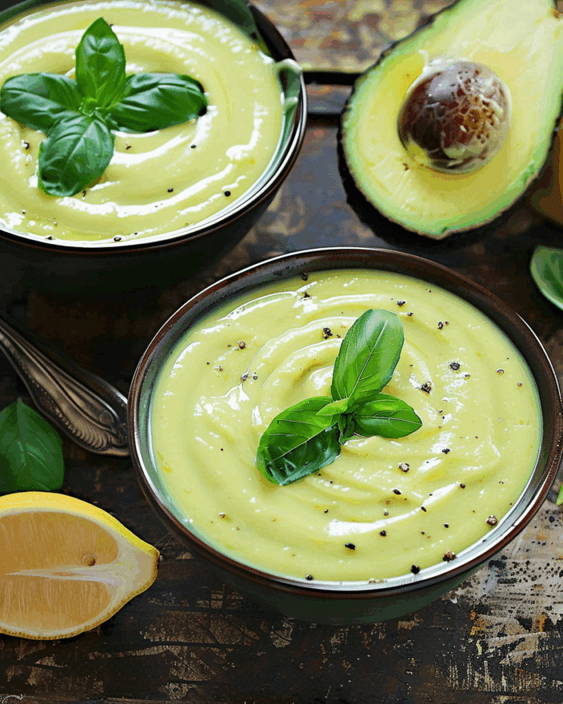 Chilled Lemon Basil Avocado Soup