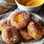 Sourdough Fried Peaches with Crème Anglaise