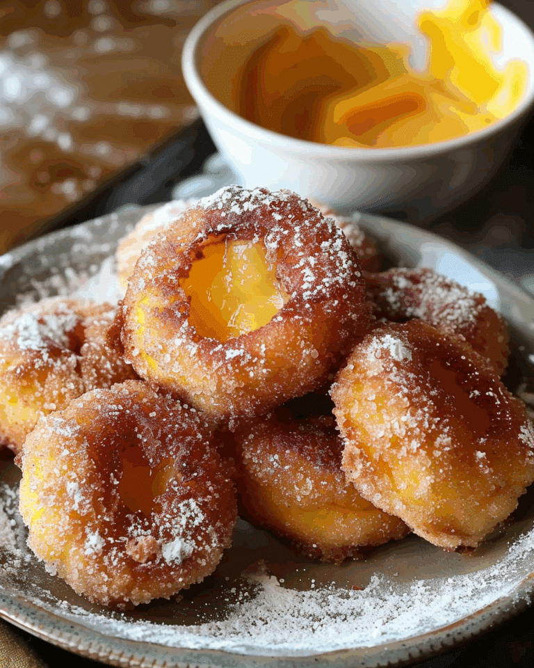 Sourdough Fried Peaches with Crème Anglaise