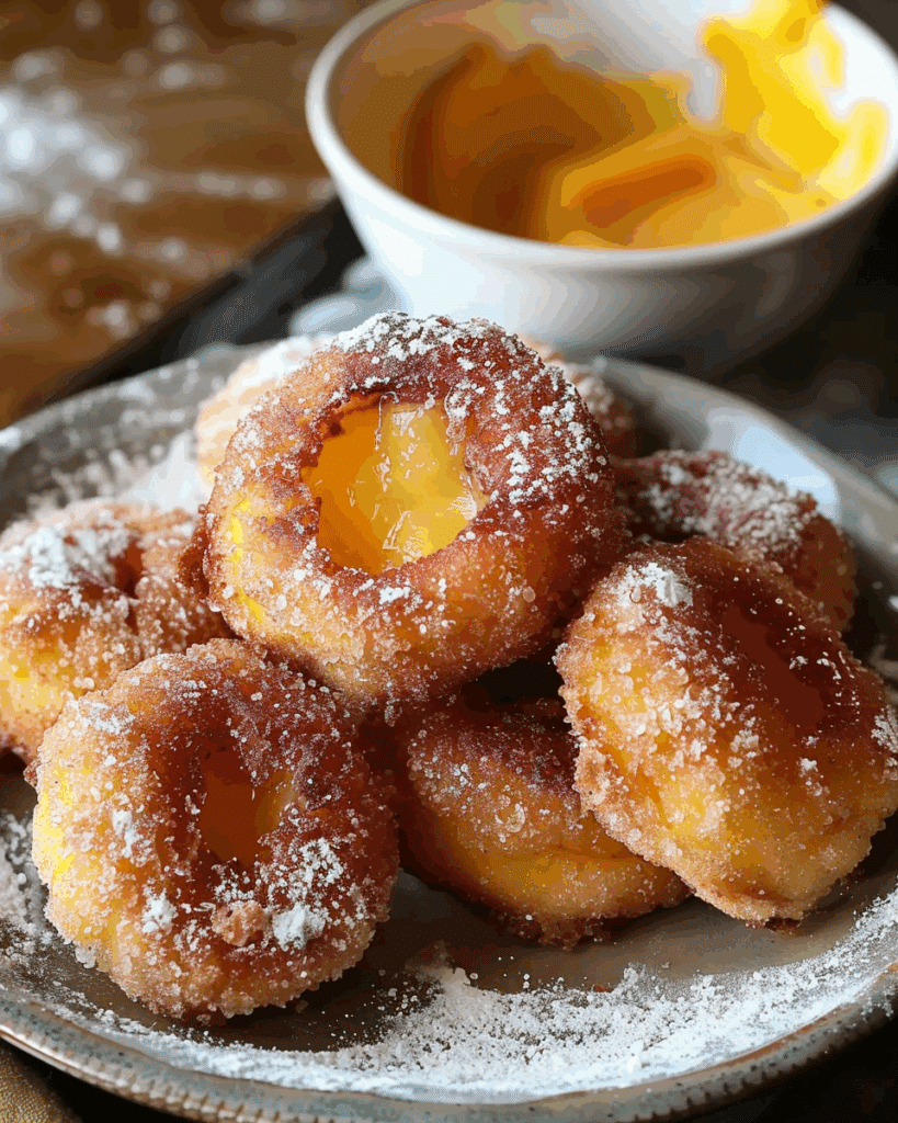Sourdough Fried Peaches with Crème Anglaise