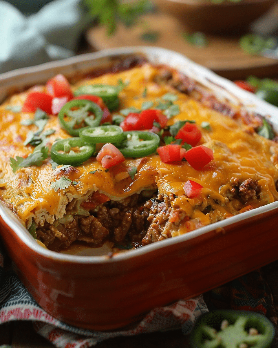 Baked Beef Chiles Rellenos Cecake