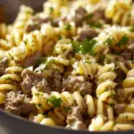Beef and Rotini in Garlic Parmesan Sauce