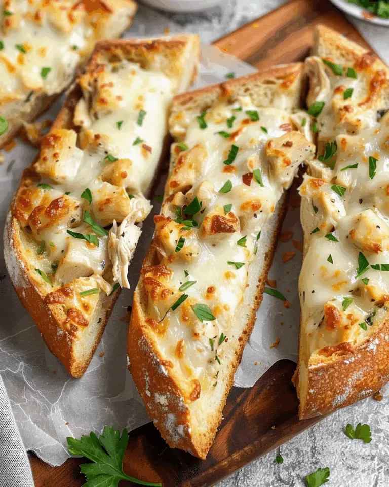 Chicken Alfredo Garlic Bread