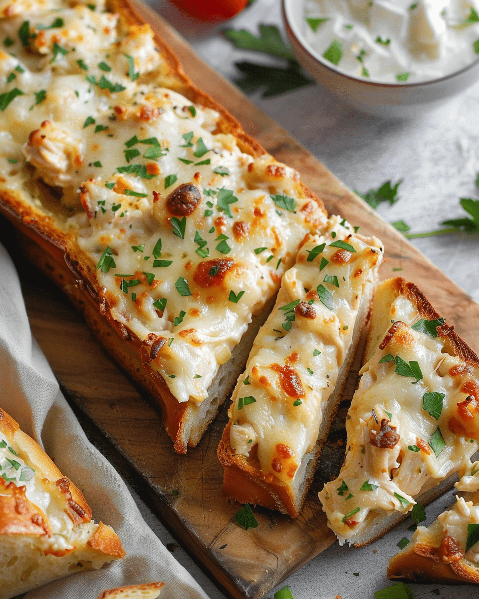 Chicken Alfredo Garlic Bread