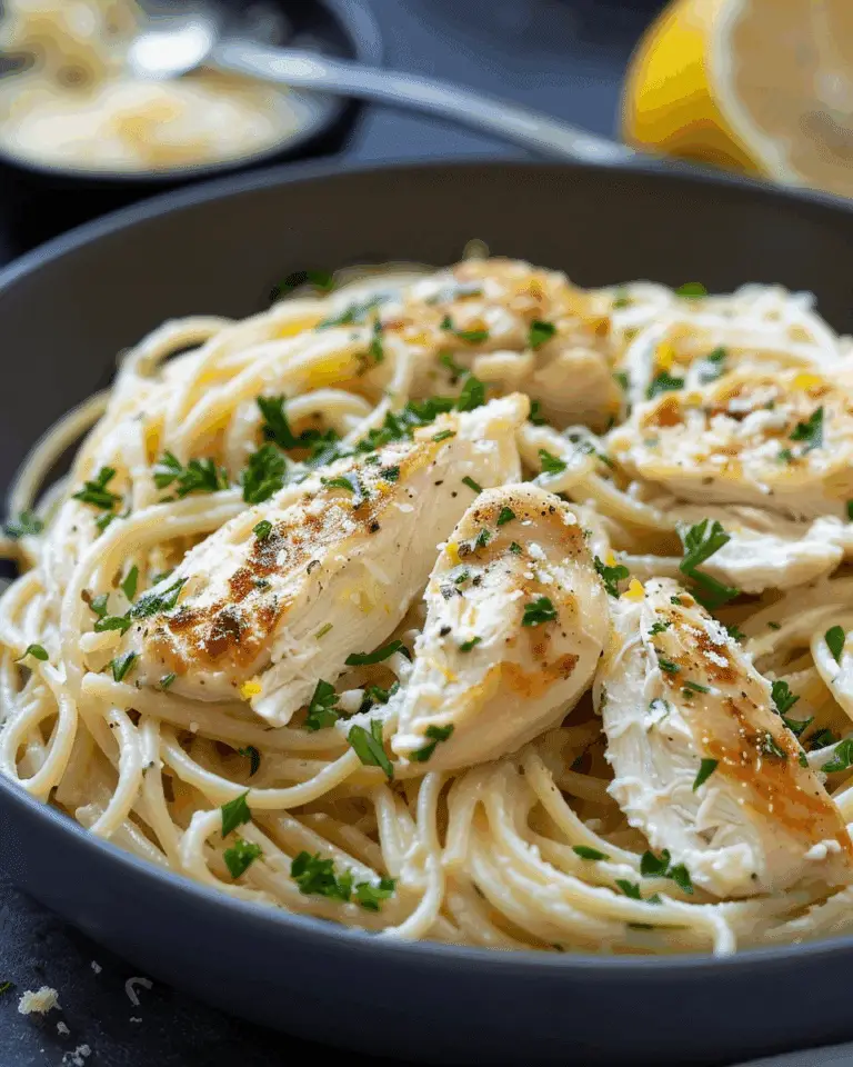 Chicken Spaghetti with Burrata and Lemon Butter Garlic Sauce