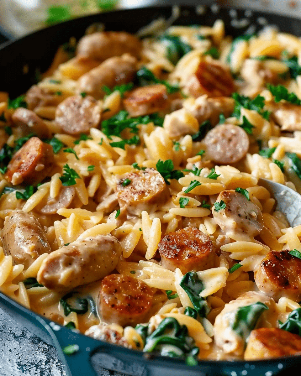 Creamy Chicken Sausage Orzo