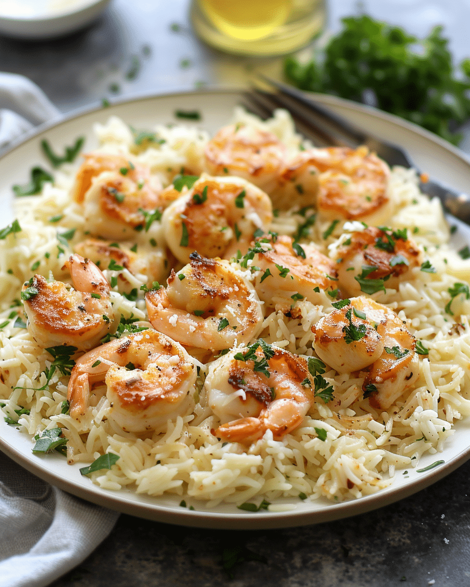 Creamy Chicken Scampi with Garlic Parmesan Rice