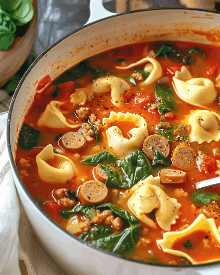 Easy Sausage Spinach Tortellini Soup