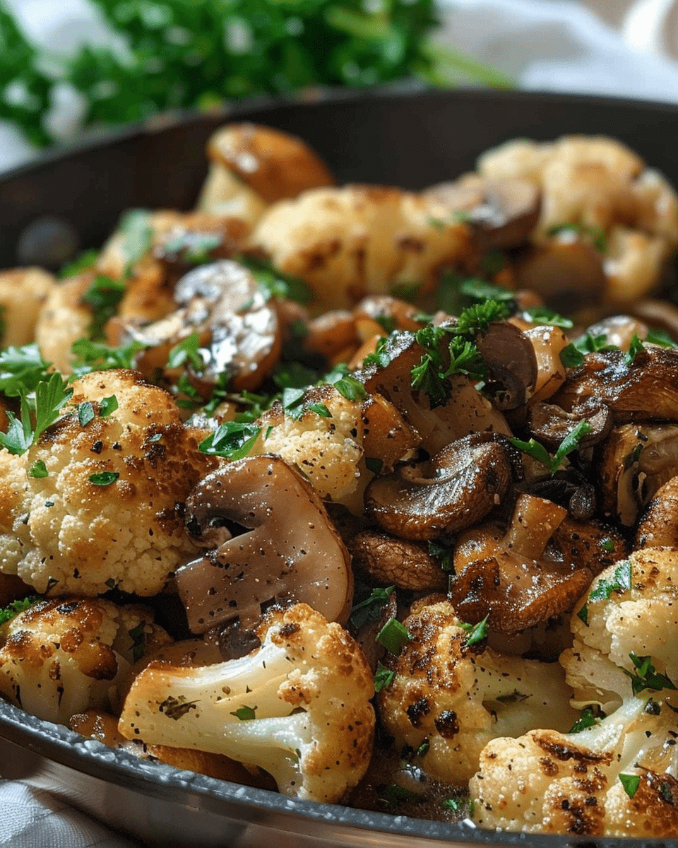 Garlic Butter Mushroom Cauliflower Skillet