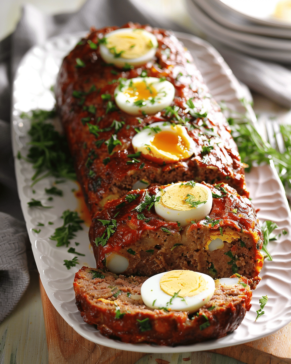 German Meatloaf with Hard-Boiled Eggs