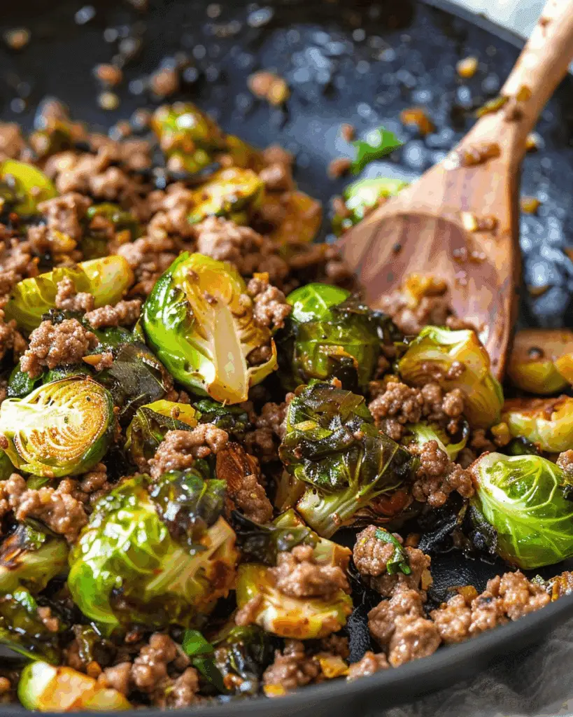 Ground Beef and Brussels Sprouts