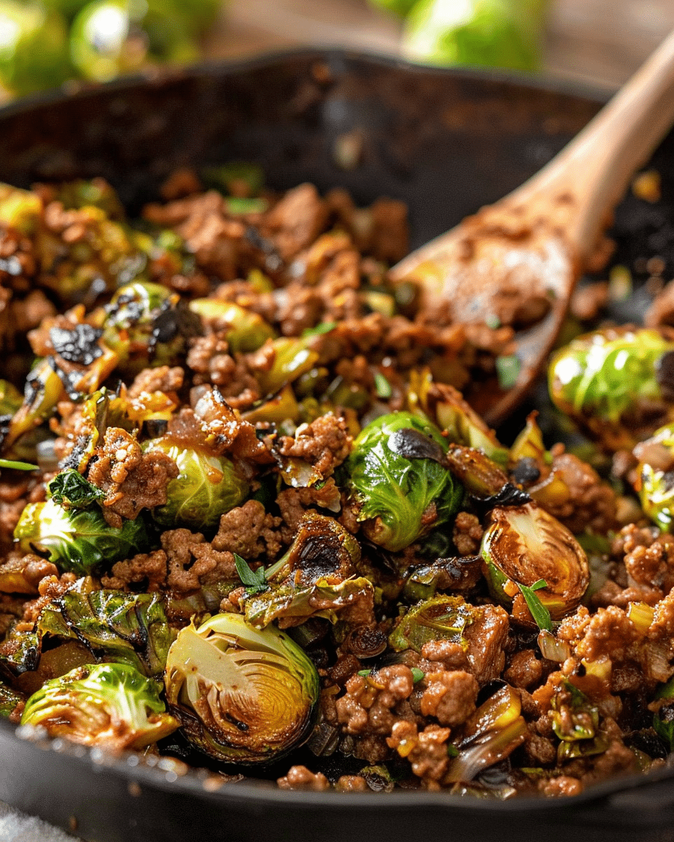 Ground Beef and Brussels Sprouts