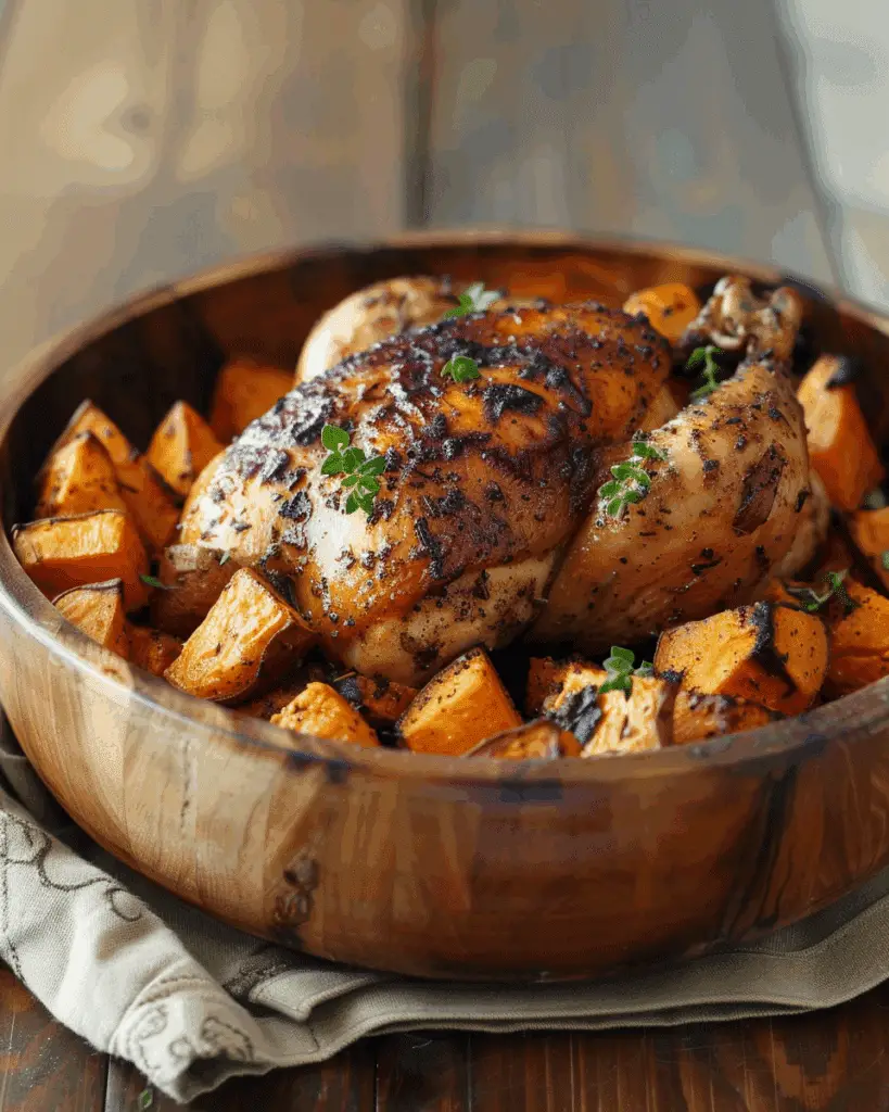 Maple Roasted Chicken with Sweet Potatoes