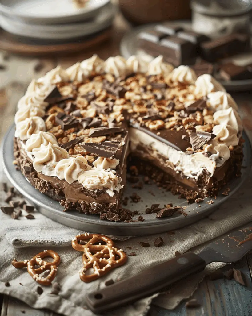 No-Bake Peanut Butter Chocolate Pretzel Pie