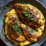 Spicy Maple Mustard Chicken with Creamy Polenta