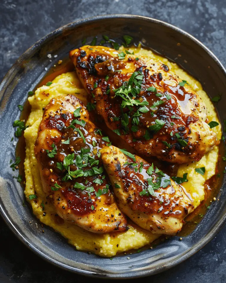 Spicy Maple Mustard Chicken with Creamy Polenta