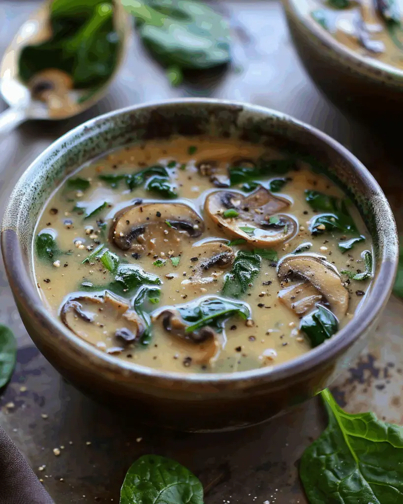 Spinach and Mushroom Keto Soup