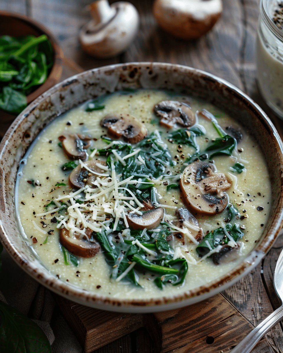 Spinach and Mushroom Keto Soup