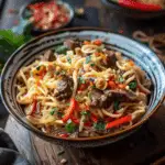 Vietnamese Stir Fried Macaroni with Beef