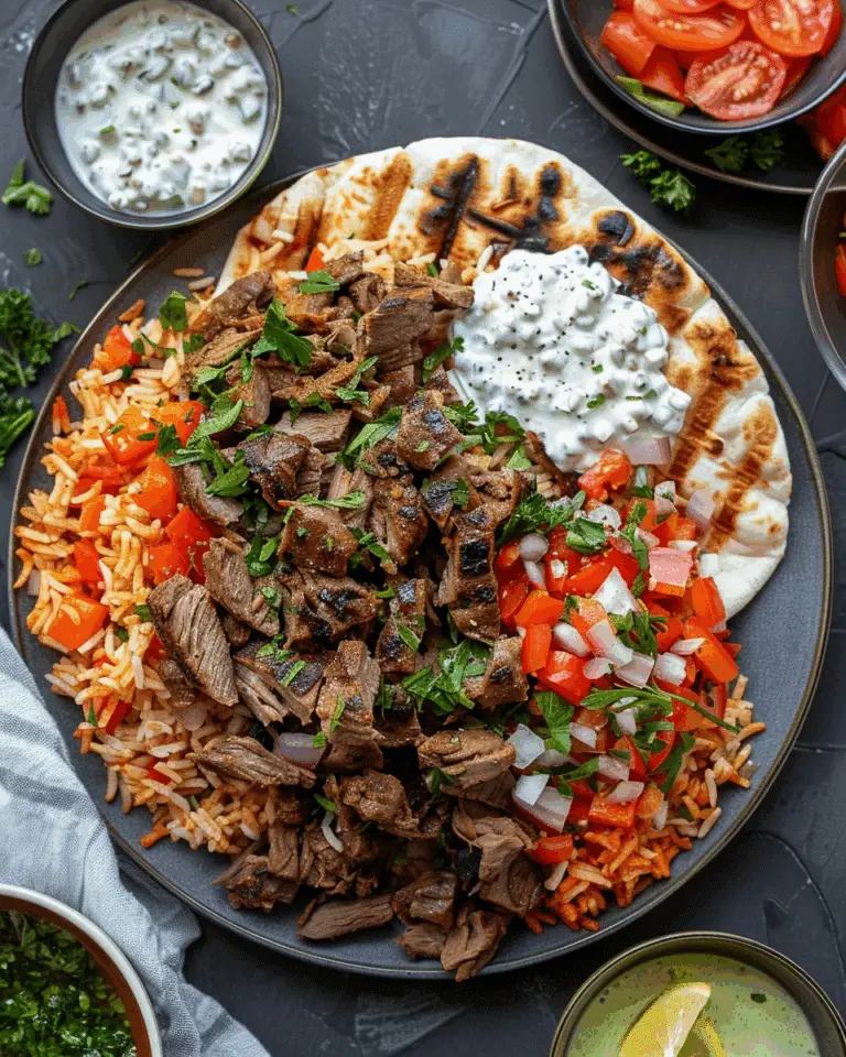 Easy Shawarma with Rice and White Sauce Recipe