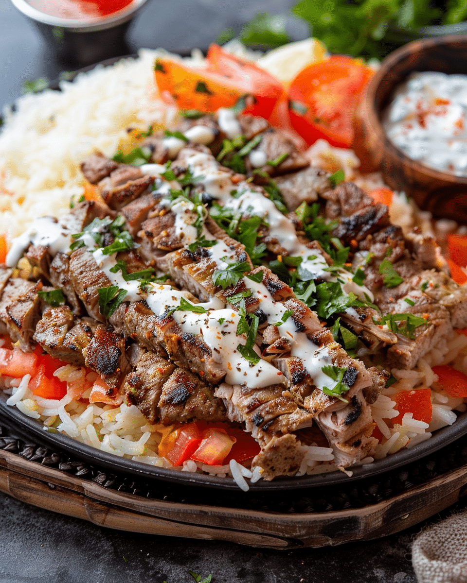 Easy Shawarma with Rice and White Sauce Recipe