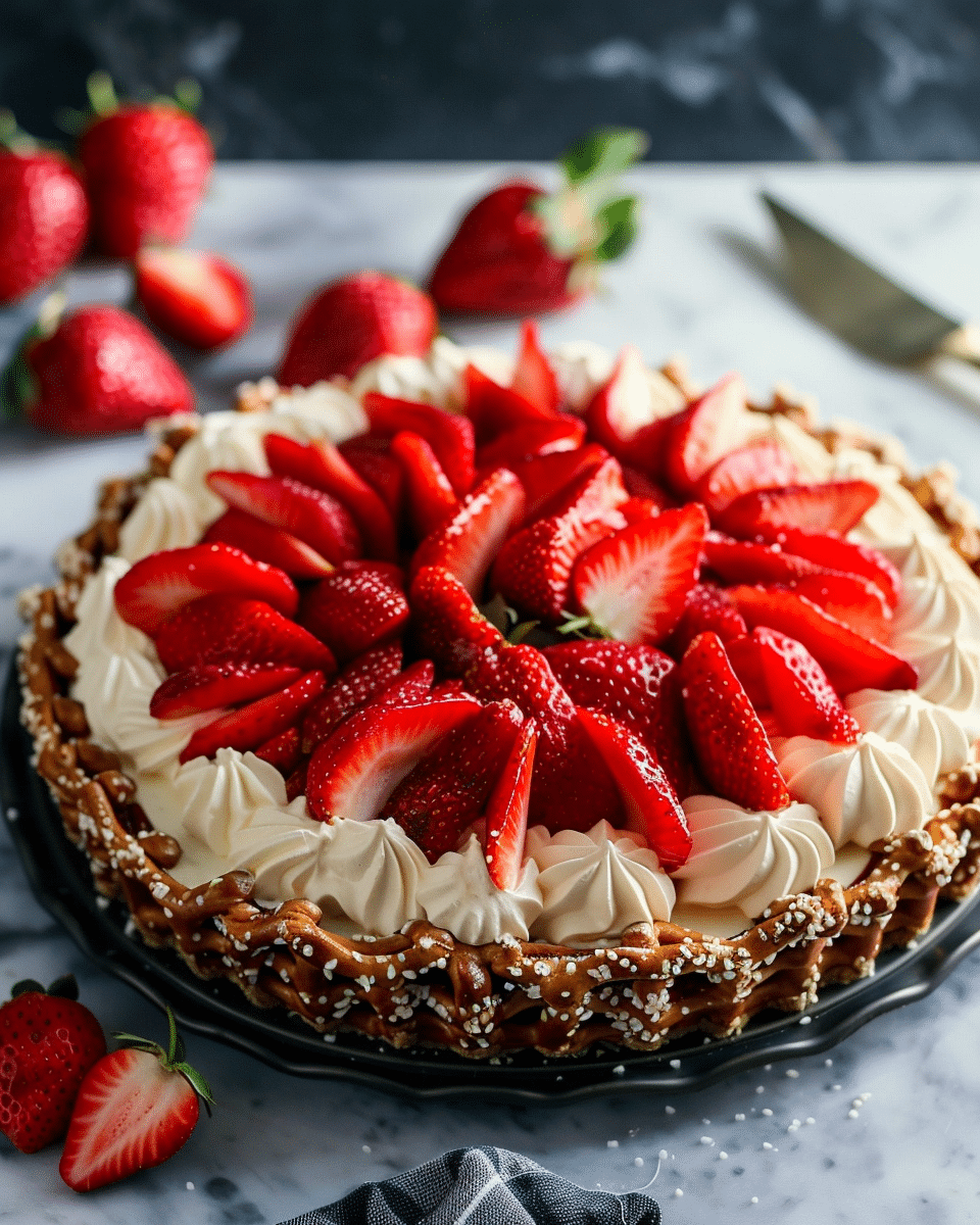 No-Bake Strawberry Pretzel Pie