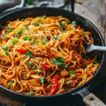 Sweet and Spicy Korean Stir Fry Noodles Recipe
