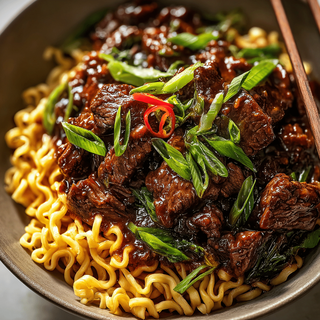 Sticky Beef Noodles Recipe - Recipe Image