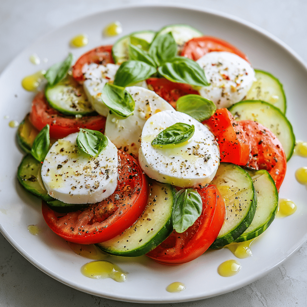 Fresh and Flavorful Cucumber Caprese Salad Recipe - Recipe Image