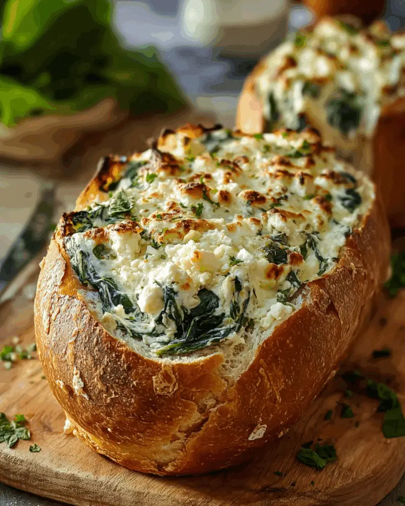 Feta Spinach Stuffed French Bread Recipe