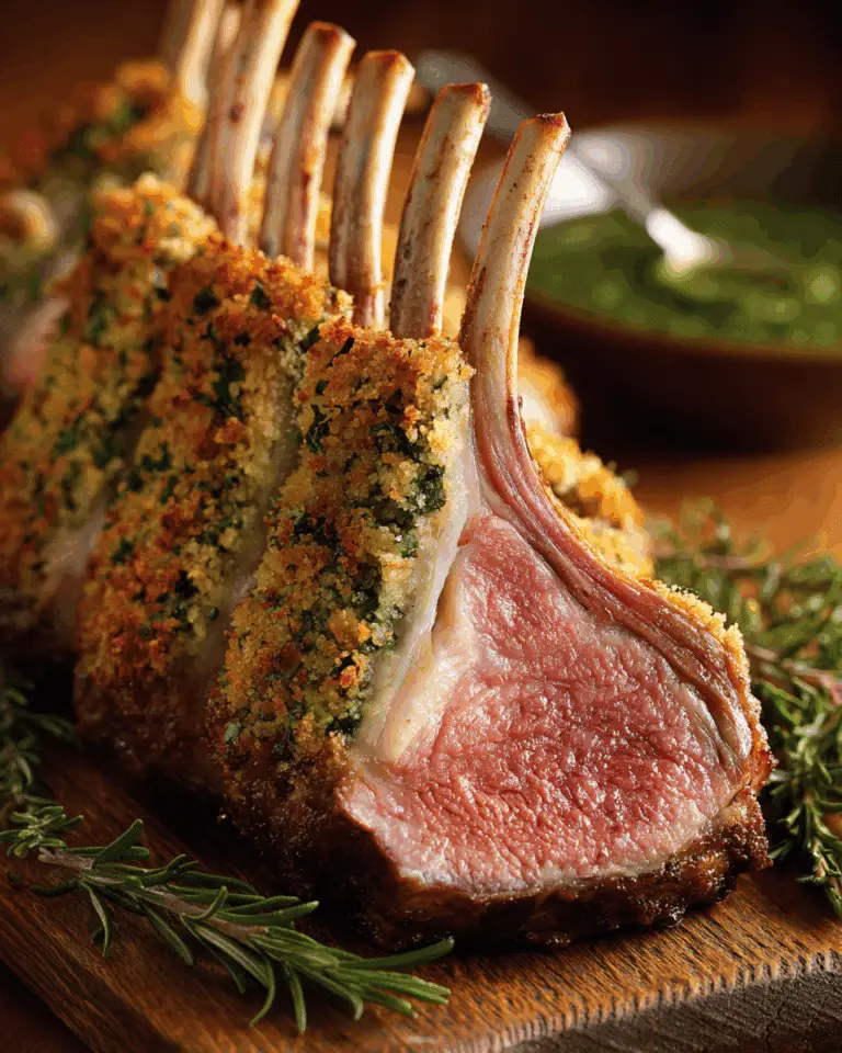 """Herb-Crusted Roasted Rack of Lamb Recipe