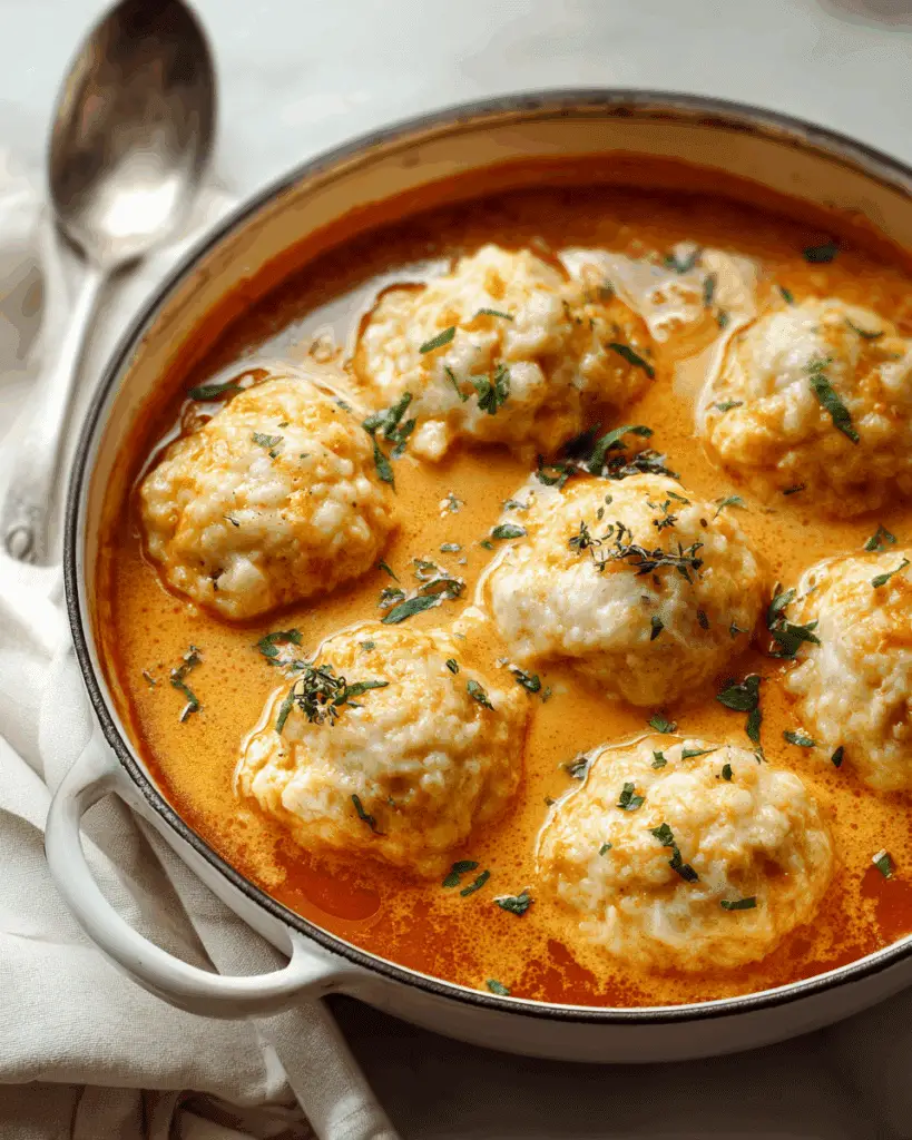 Creamy Tomato Soup with Cheddar Bay Biscuit Dumplings Recipe