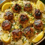 Greek Chicken Meatballs with Lemon Orzo Recipe