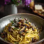 """Wild Mushroom and Truffle Oil Pasta Recipe