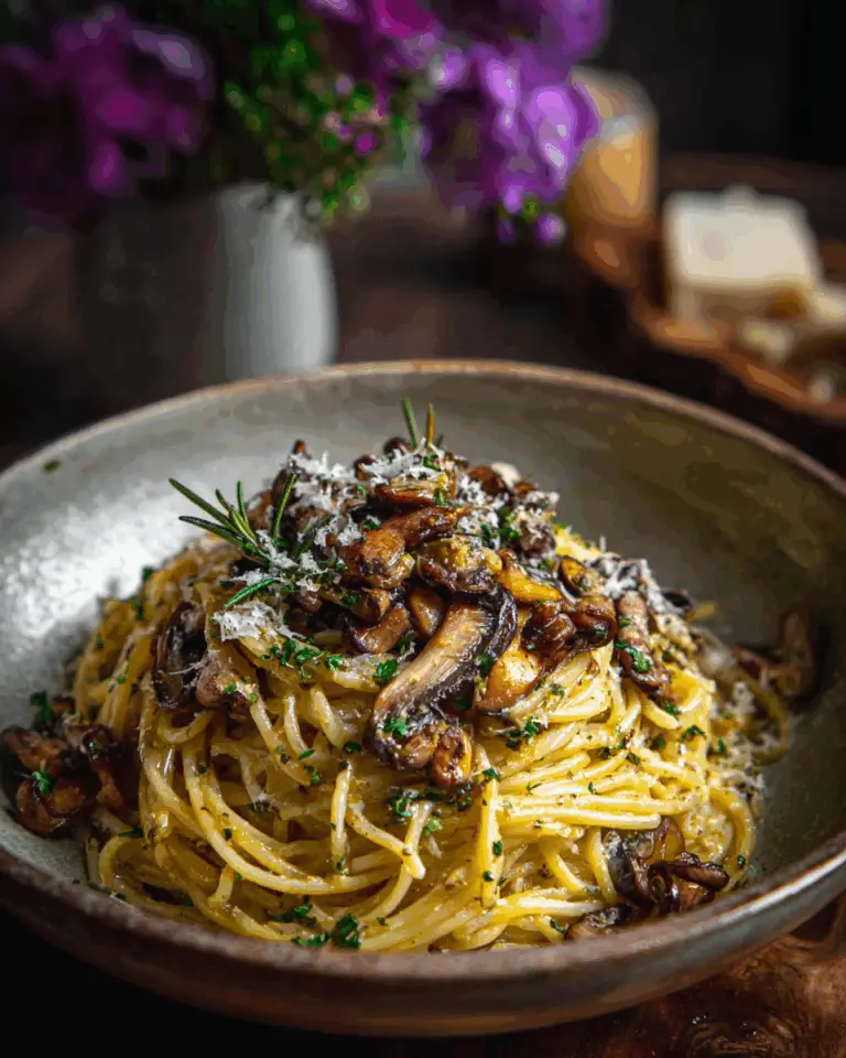 """Wild Mushroom and Truffle Oil Pasta Recipe
