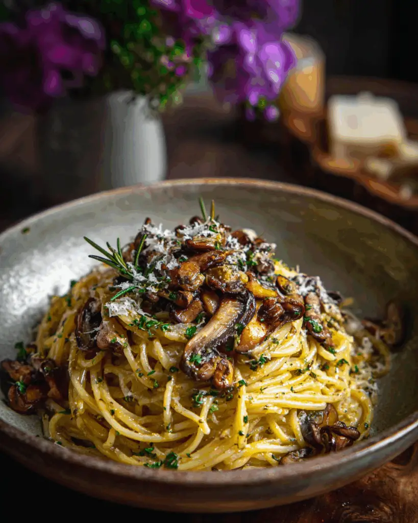 """Wild Mushroom and Truffle Oil Pasta Recipe