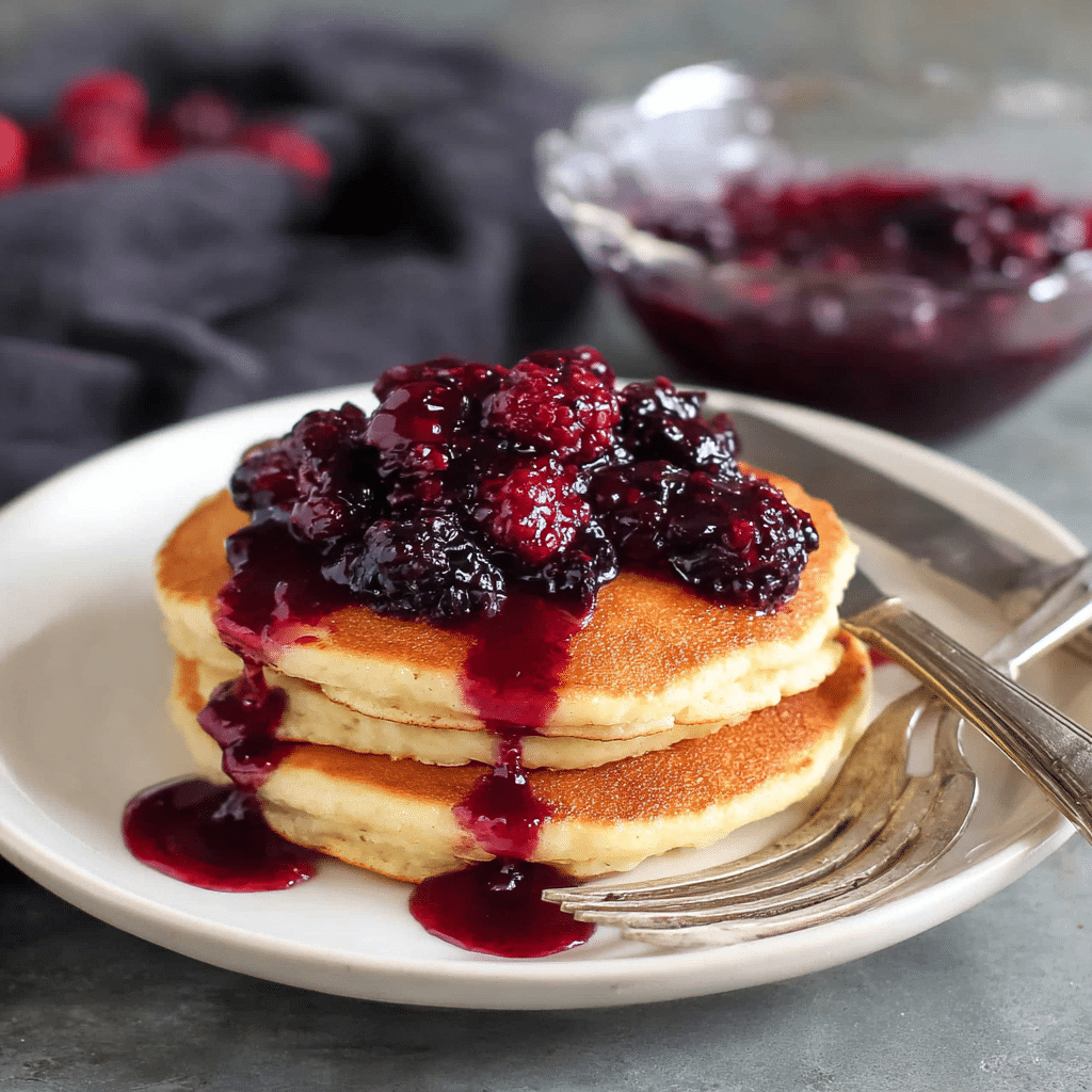 Fluffy Pancakes with Warm Berry Compote Recipe