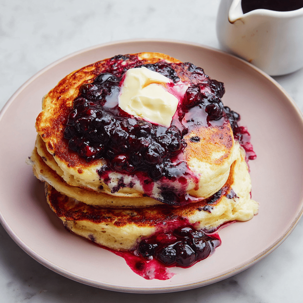 Fluffy Pancakes with Warm Berry Compote Recipe
