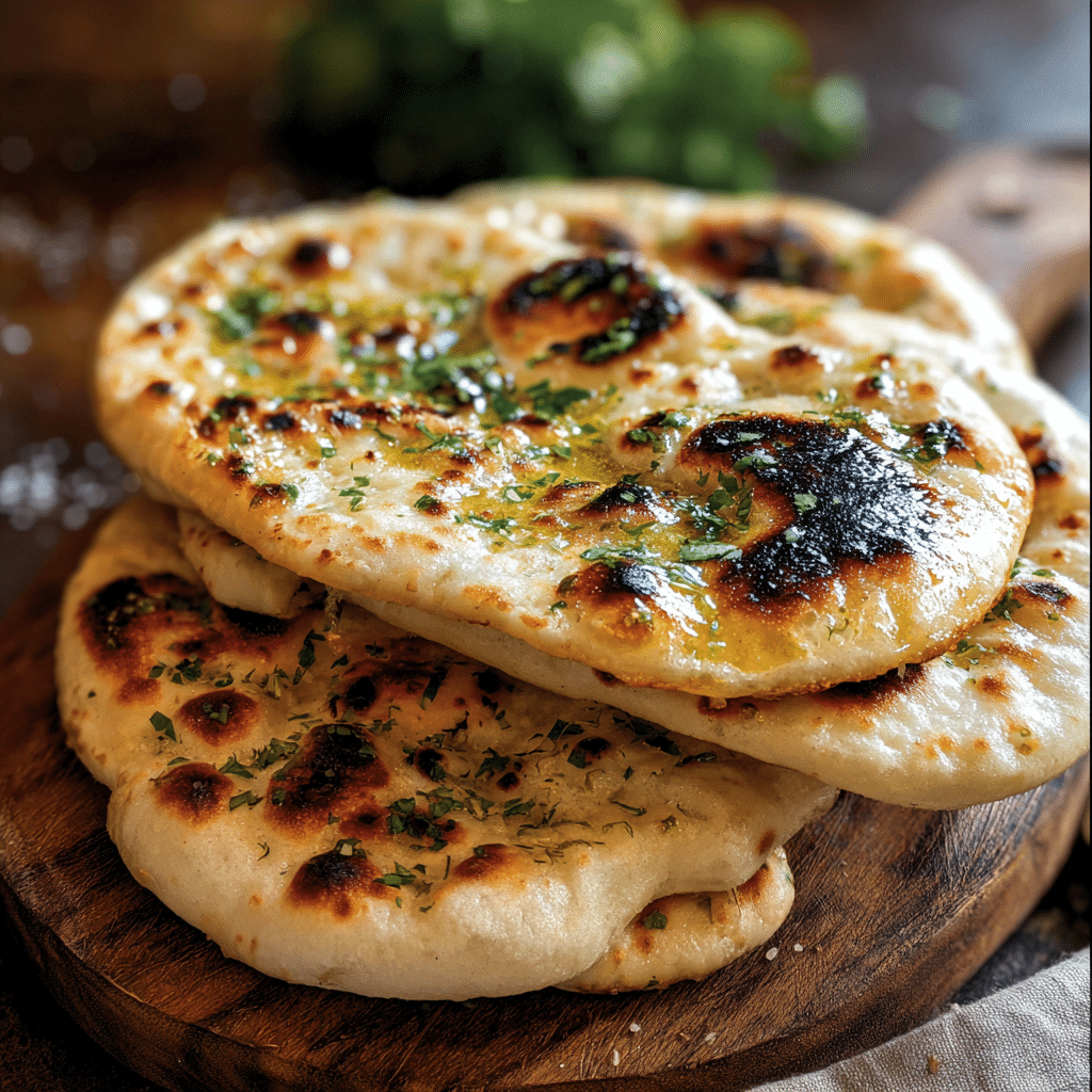 Buttery Garlic Naan Bread Recipe - Recipe Image