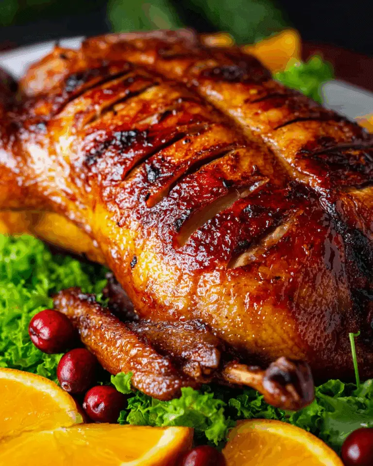 "Roasted Duck with Cranberry Orange Glaze Recipe