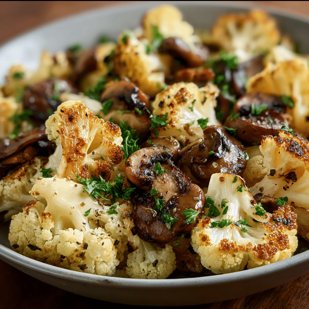 Garlic Cauliflower Mushroom Skillet Recipe - Recipe Image
