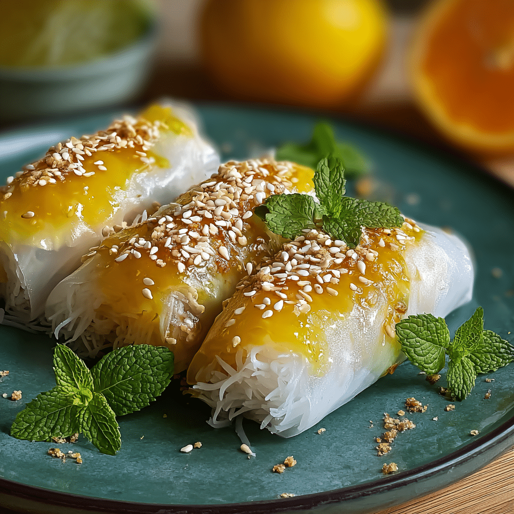 Sweet Mango Sticky Rice Rolls Recipe - Recipe Image