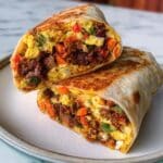 Hearty Breakfast Burrito with Eggs, Cheese, and Sausage Recipe