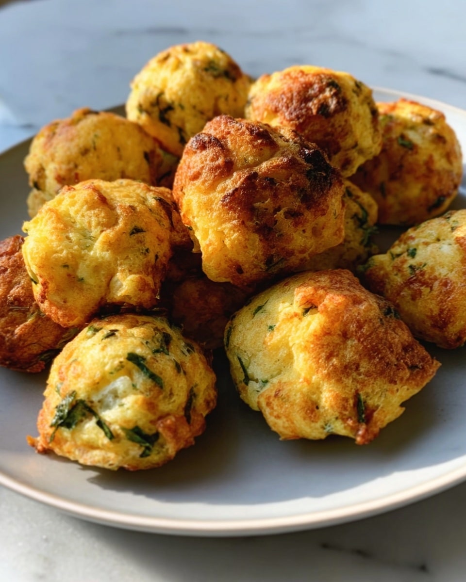 The image shows a metal muffin tray with six cups filled with a mix of ingredients before baking. Each cup contains a yellow egg base with visible pieces of light brown mushrooms, green herbs or chopped vegetables, and small red bits that look like sun-dried tomatoes scattered throughout. The egg mixture appears slightly wet and chunky with some texture from the added ingredients. The muffin tray rests on a dark stove surface with light reflections around it. photo taken with an iphone --ar 4:5 --v 7