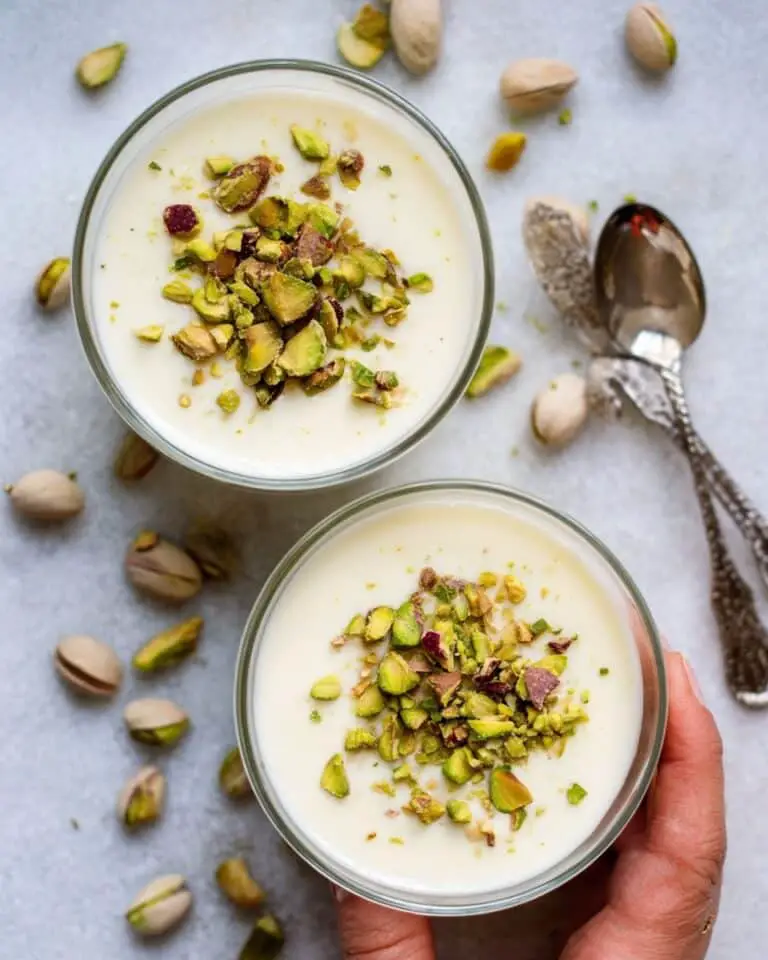Warm Middle Eastern Sahlab Milk Pudding with Cinnamon, Pistachios, and Floral Water Recipe
