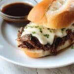 French Dip Sandwich with Melted Provolone and Savory Au Jus Recipe