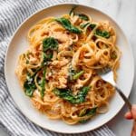 Pumpkin Pasta with Garlic and Spinach Recipe