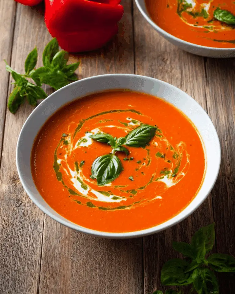 Spicy Roasted Tomato and Red Pepper Soup Recipe