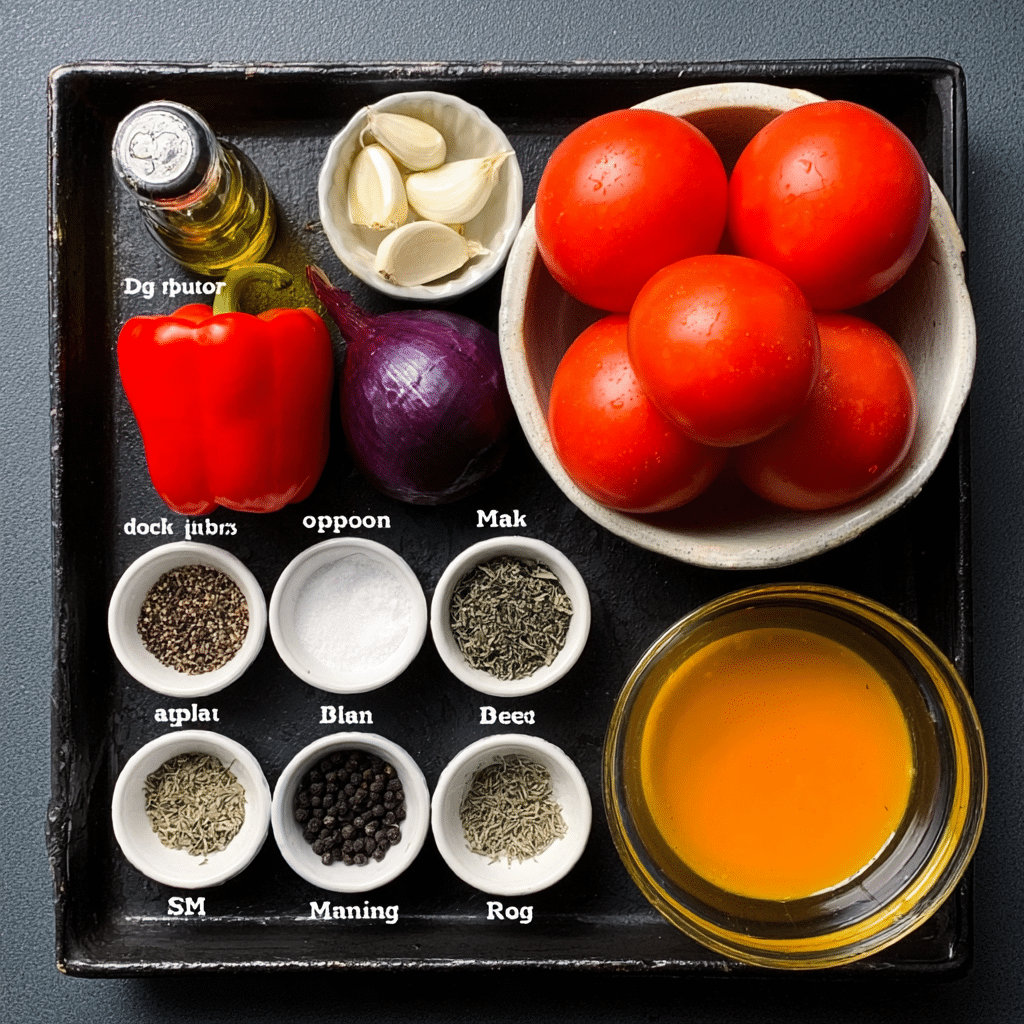 Spicy Roasted Tomato and Red Pepper Soup Recipe - Recipe Image