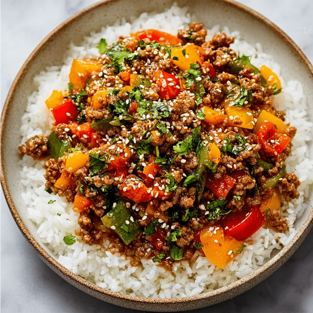 Beef and Pepper Rice Bowl Recipe - Recipe Image